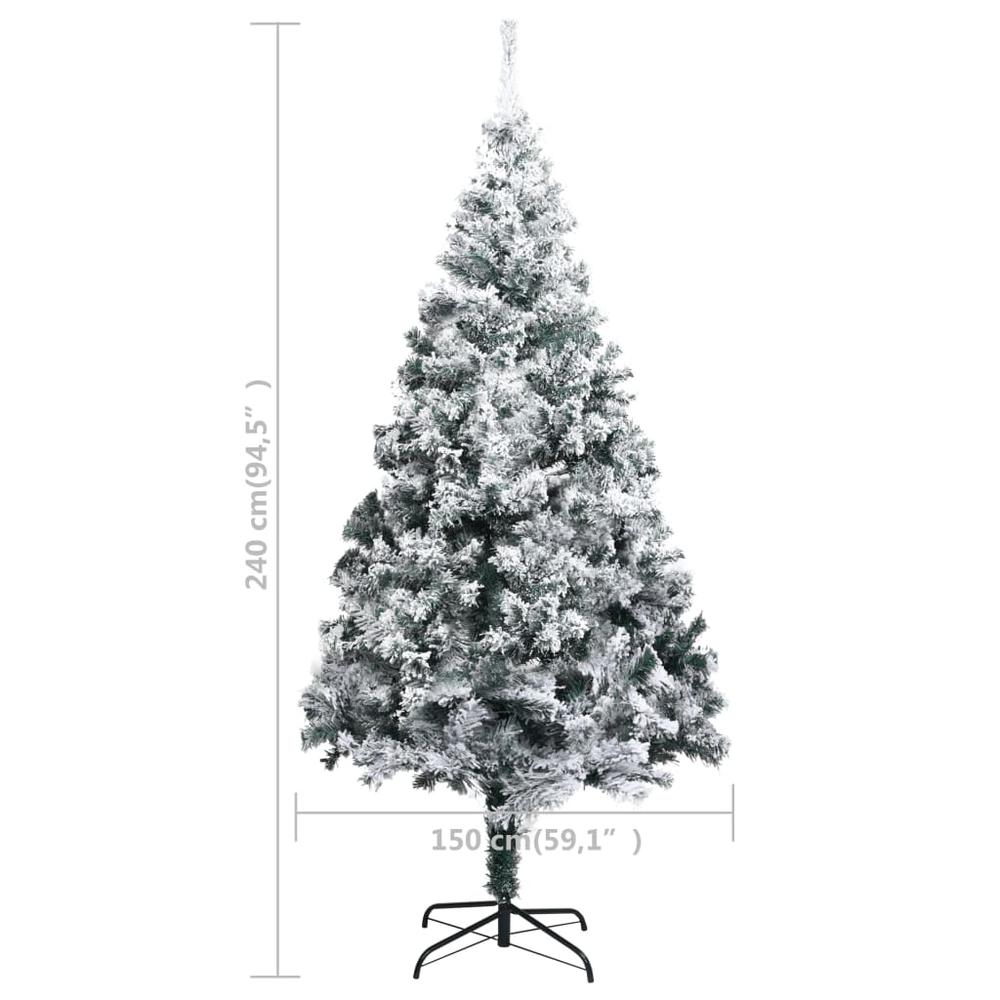 vidaXL Artificial Christmas Tree with Flocked Snow Green 94.5" PVC, 320966. Picture 6