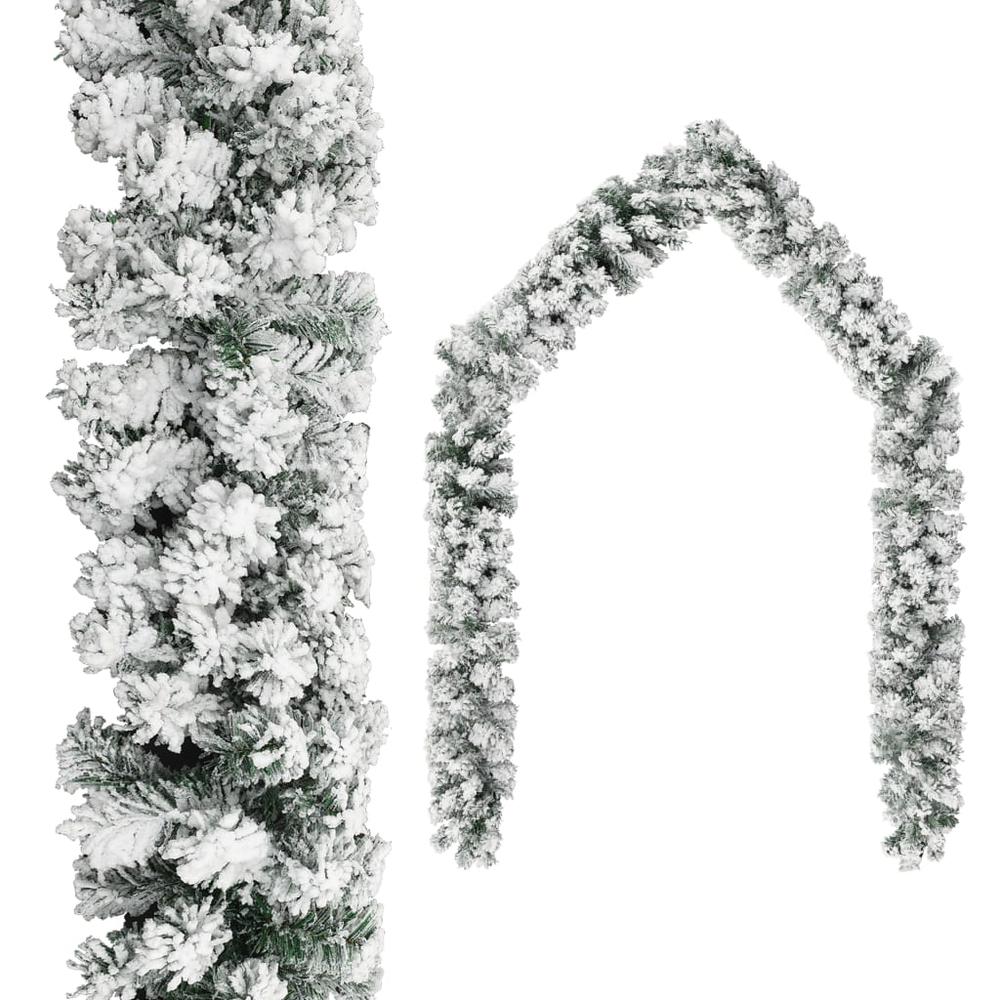 vidaXL Christmas Garland with Flocked Snow Green 16.4' PVC, 320967. Picture 1