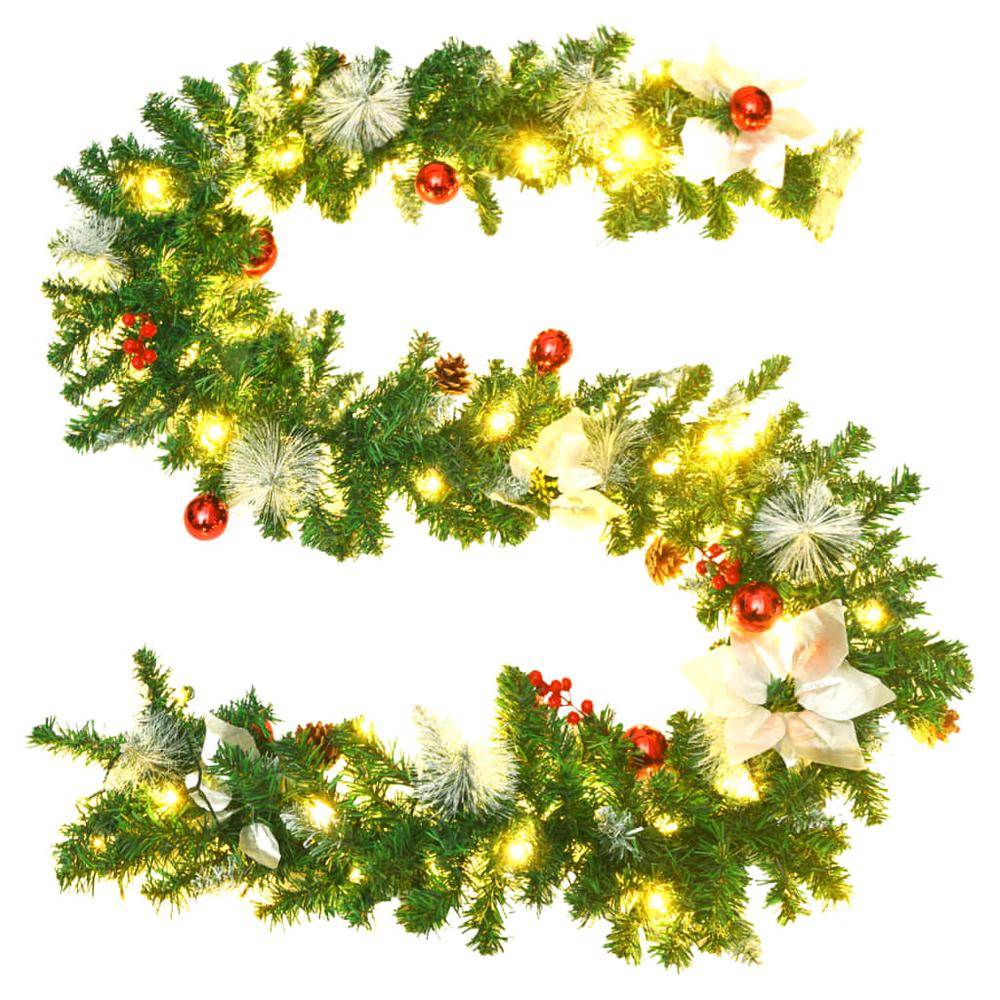 vidaXL Christmas Garland with LED Lights Green 8.9' PVC, 320971. Picture 5