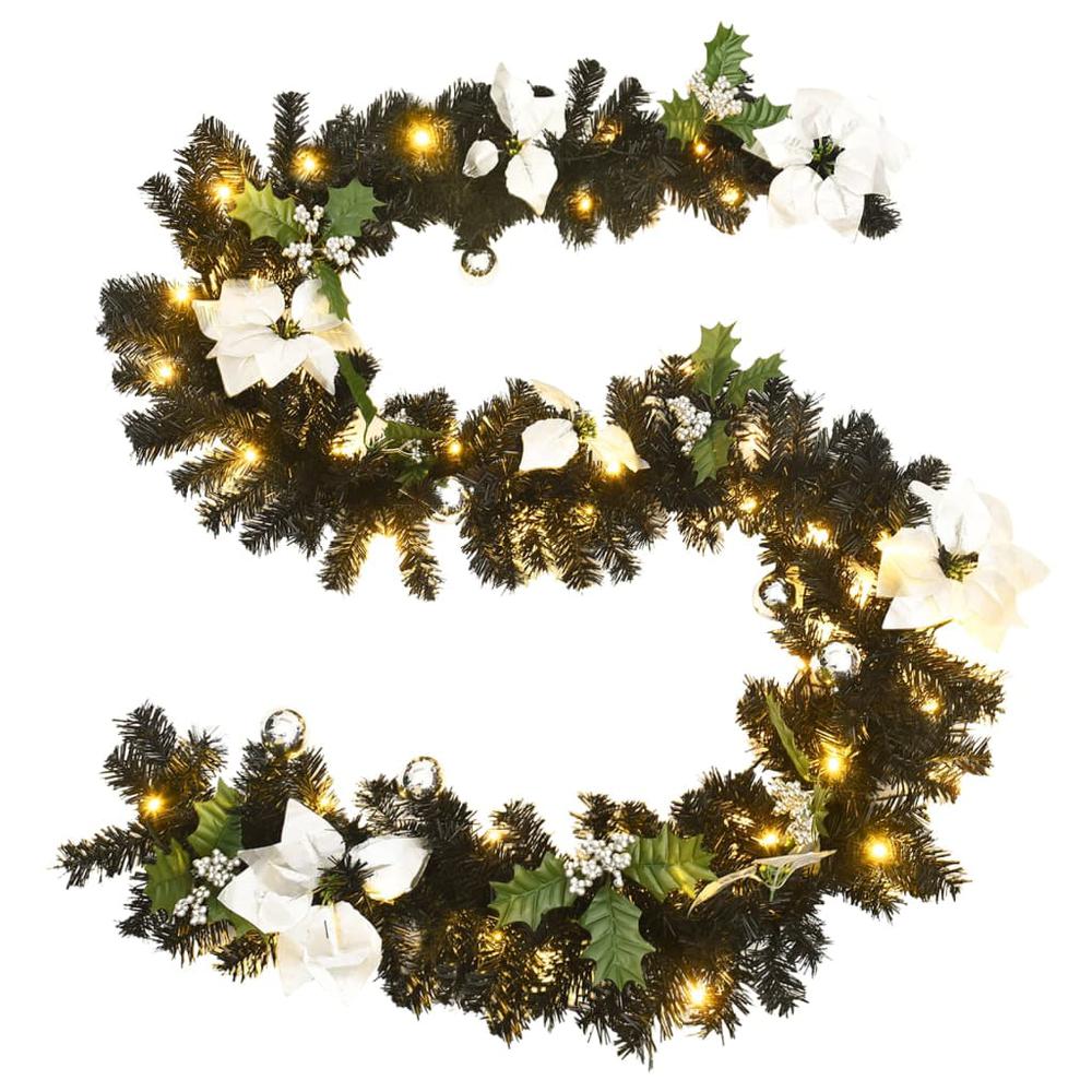 vidaXL Christmas Garland with LED Lights Black 8.9' PVC. Picture 5