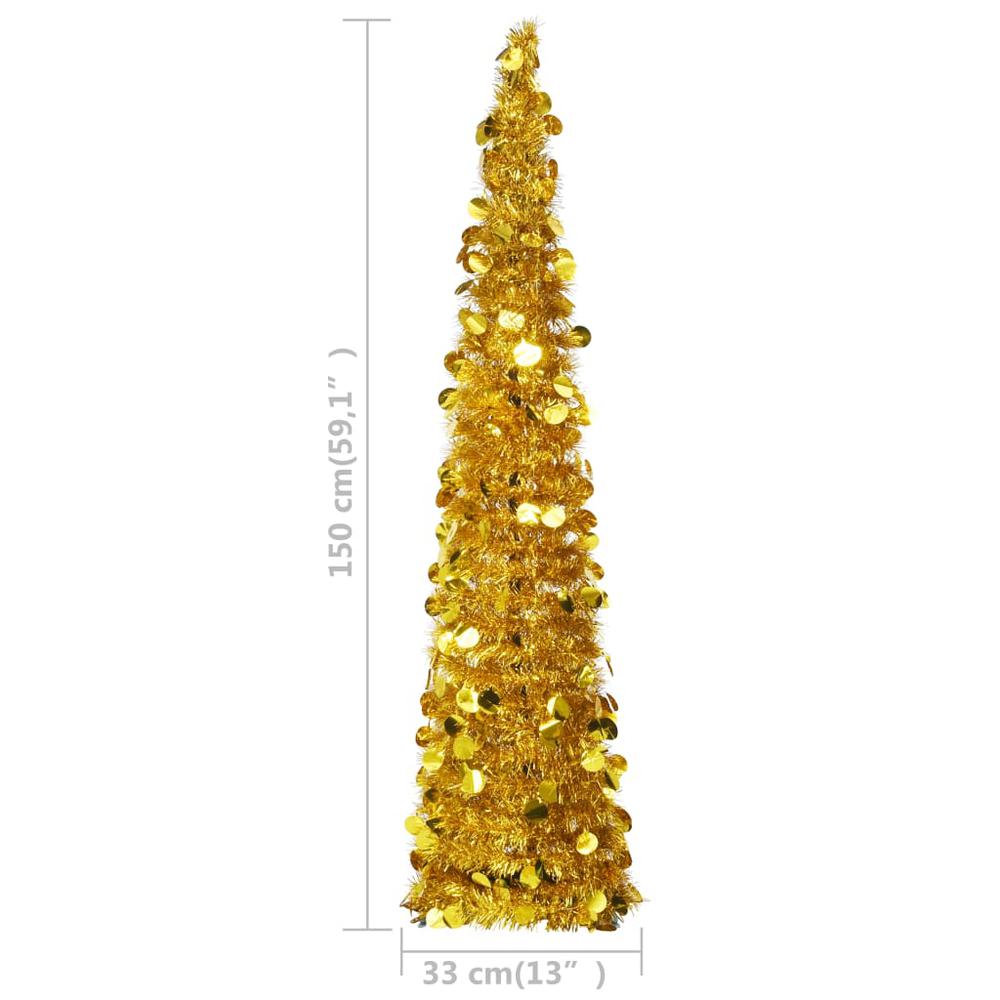vidaXL Pop-up Artificial Christmas Tree Gold 59.1" PET, 320983. Picture 5