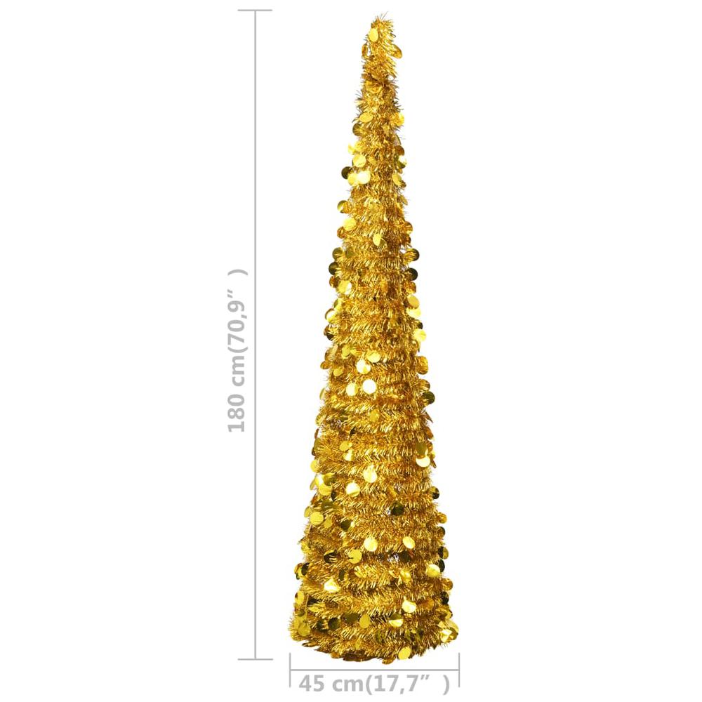 vidaXL Pop-up Artificial Christmas Tree Gold 70.9" PET, 320984. Picture 5