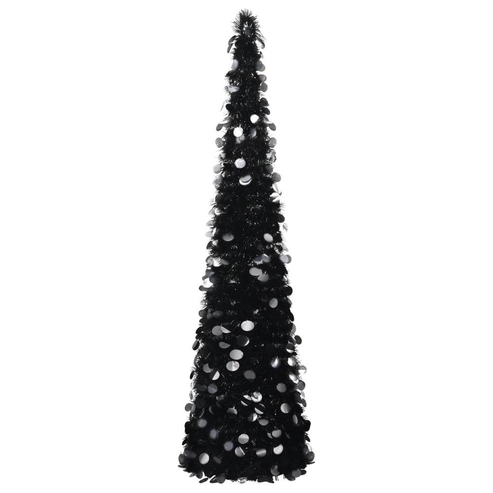 vidaXL Pop-up Artificial Christmas Tree Black 59.1" PET, 320986. Picture 1