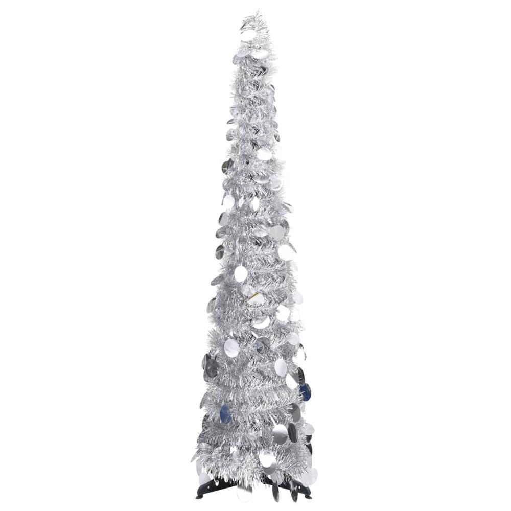 vidaXL Pop-up Artificial Christmas Tree Silver 70.9" PET, 320991. Picture 1