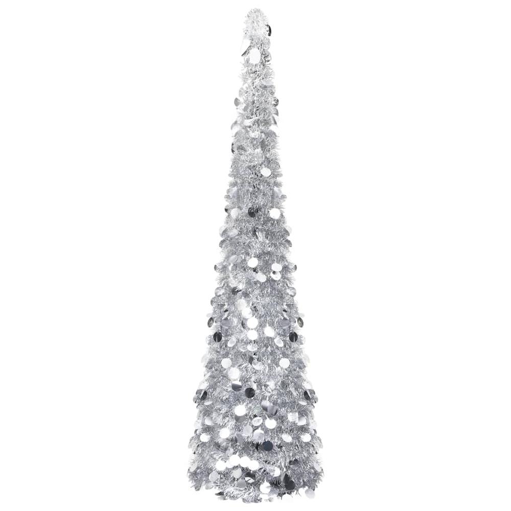vidaXL Pop-up Artificial Christmas Tree Silver 59.1" PET, 320992. Picture 1