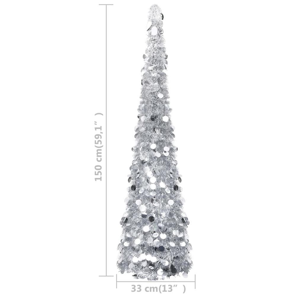 vidaXL Pop-up Artificial Christmas Tree Silver 59.1" PET, 320992. Picture 5