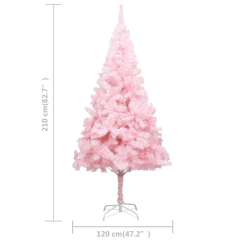 vidaXL Artificial Christmas Tree with Stand Pink 82.7" PVC. Picture 5