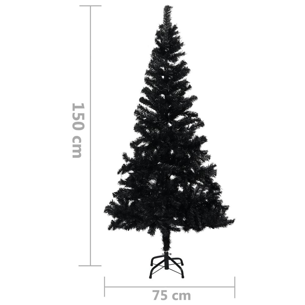 vidaXL Artificial Christmas Tree with Stand Black 59.1" PVC. Picture 5