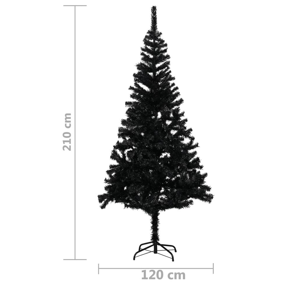vidaXL Artificial Christmas Tree with Stand Black 82.7" PVC. Picture 5