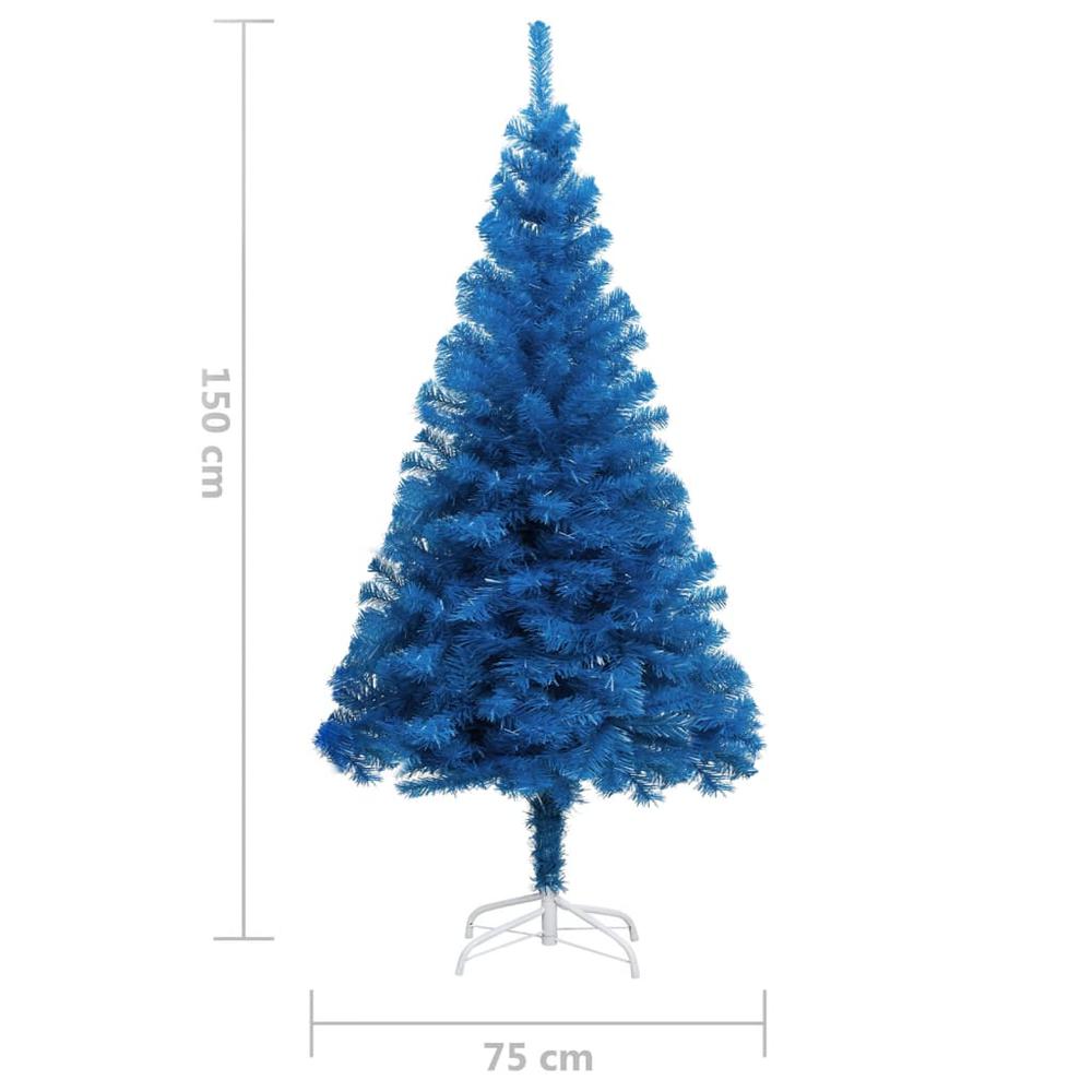 vidaXL Artificial Christmas Tree with Stand Blue 59.1" PVC. Picture 5