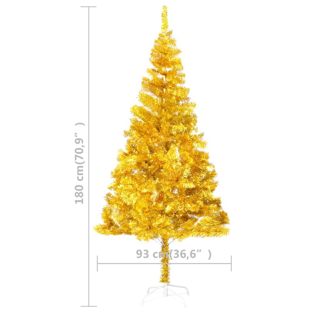vidaXL Artificial Christmas Tree with Stand Gold 70.9" PET, 321010. Picture 5