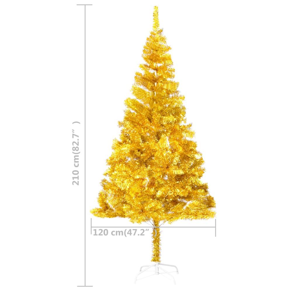 vidaXL Artificial Christmas Tree with Stand Gold 82.7" PET. Picture 5