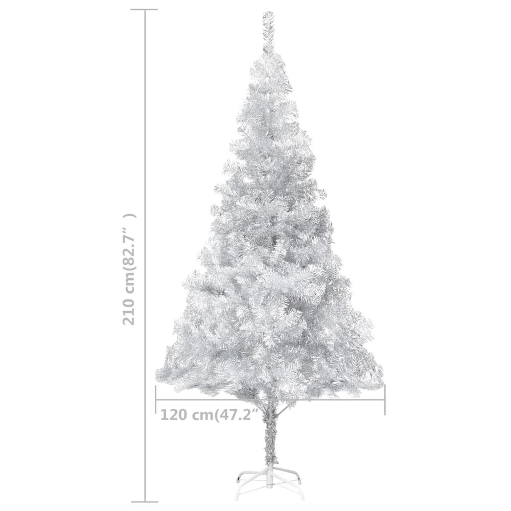 vidaXL Artificial Christmas Tree with Stand Silver 82.7" PET 1014. Picture 5