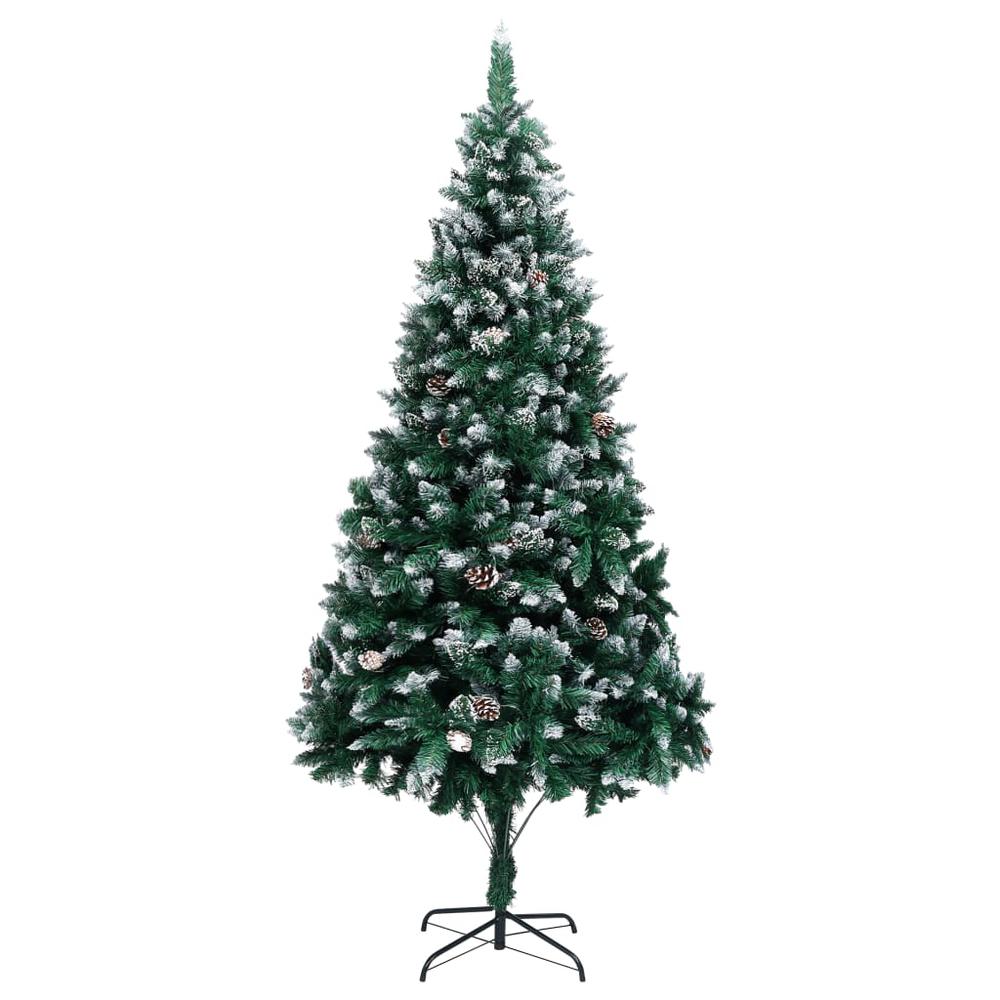 vidaXL Artificial Christmas Tree with Pine Cones and White Snow 94.5", 321018. Picture 1