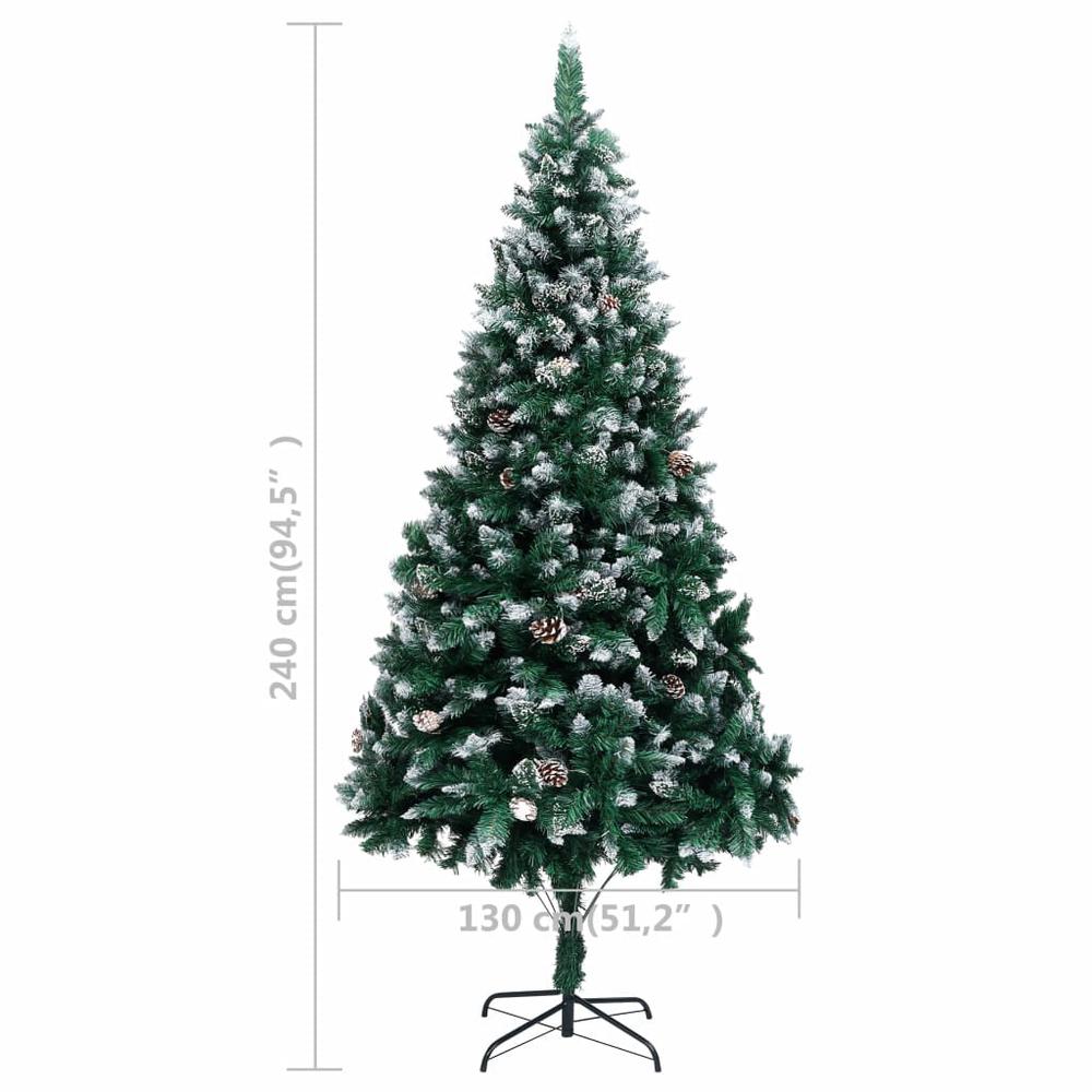 vidaXL Artificial Christmas Tree with Pine Cones and White Snow 94.5", 321018. Picture 6