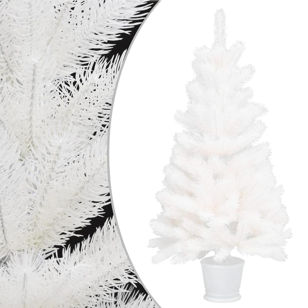 vidaXL Artificial Christmas Tree Lifelike Needles White 25.6", 321019. Picture 1