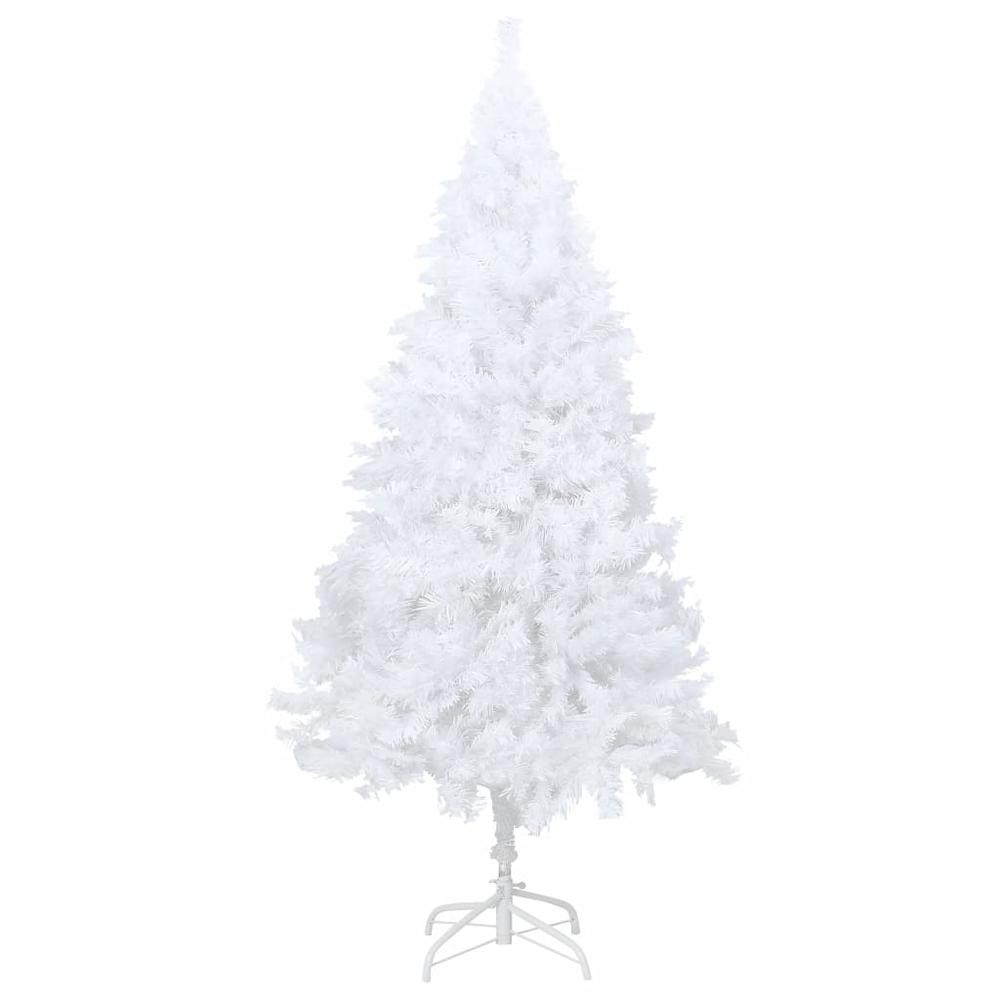 vidaXL Artificial Christmas Tree with Thick Branches White 94.5" PVC, 321041. Picture 2