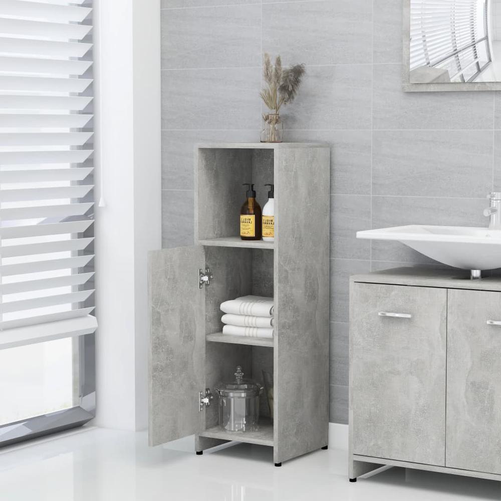 vidaXL Bathroom Cabinet Concrete Gray 11.8"x11.8"x37.4" Chipboard, 802592. Picture 3