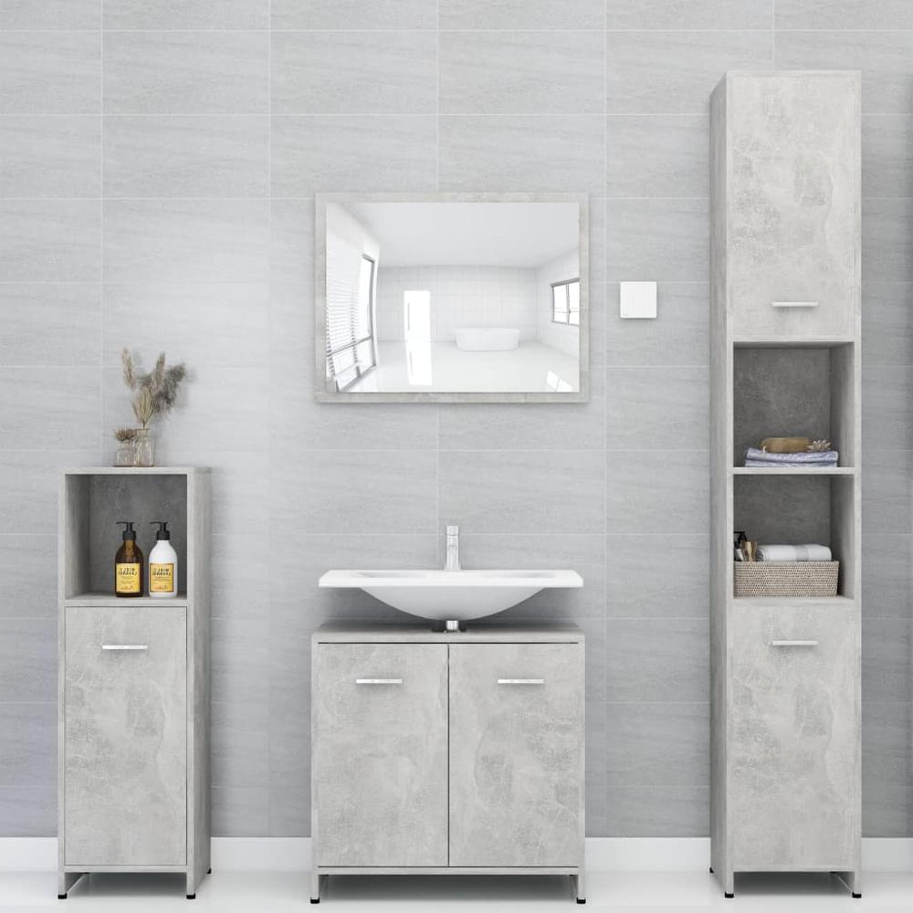 vidaXL Bathroom Cabinet Concrete Gray 11.8"x11.8"x37.4" Chipboard, 802592. Picture 5