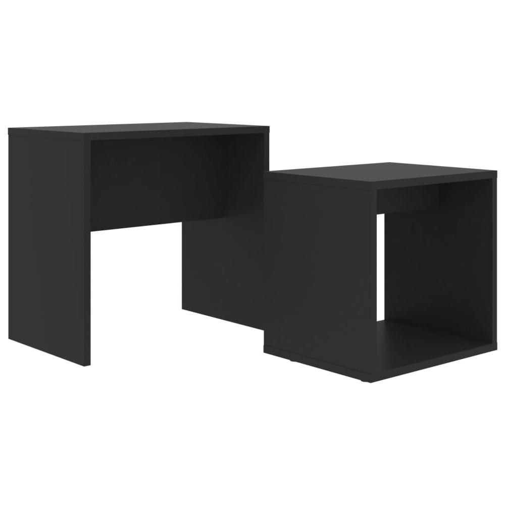 vidaXL Coffee Table Set Black 18.9"x11.8"x17.7" Chipboard, 802886. Picture 2