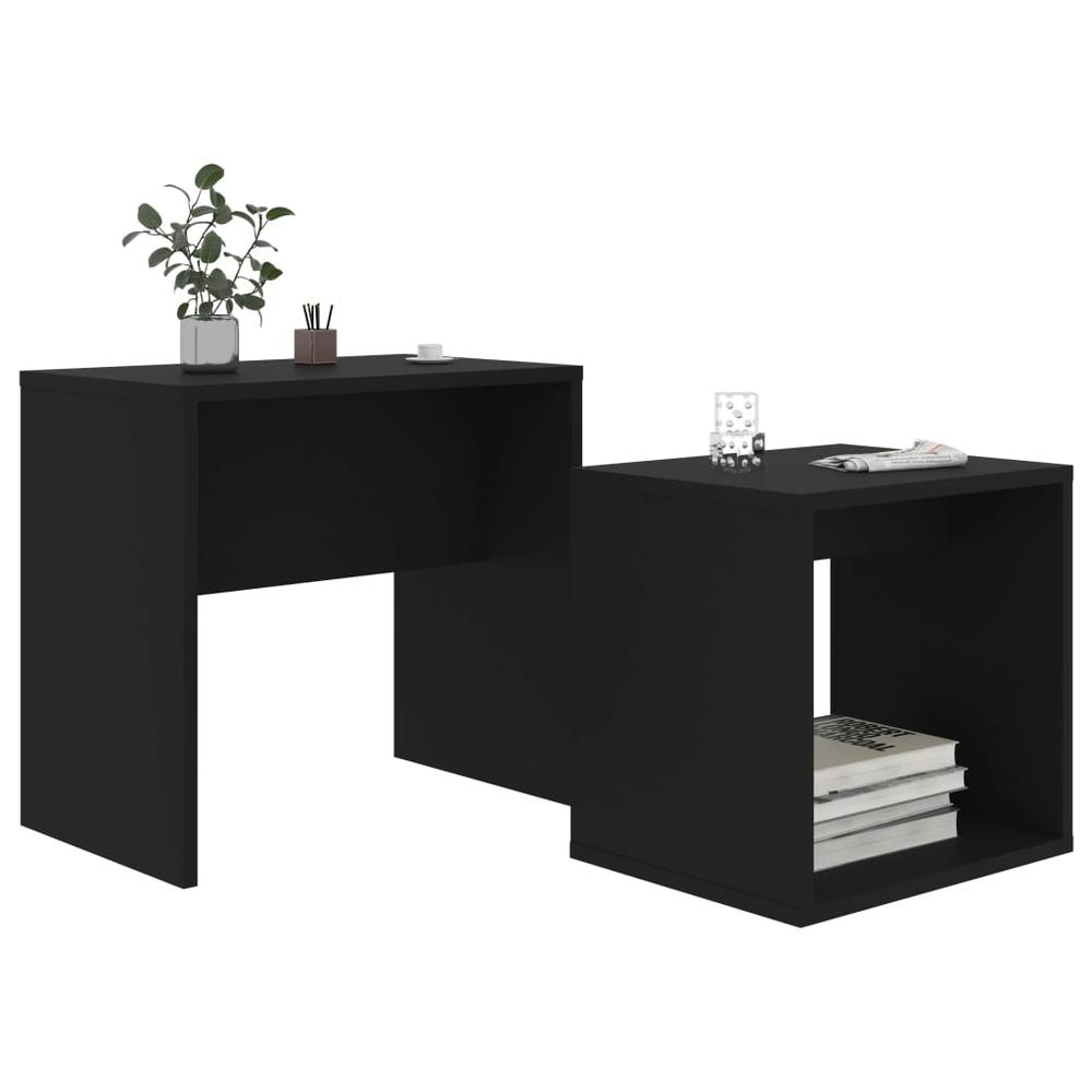 vidaXL Coffee Table Set Black 18.9"x11.8"x17.7" Chipboard, 802886. Picture 3