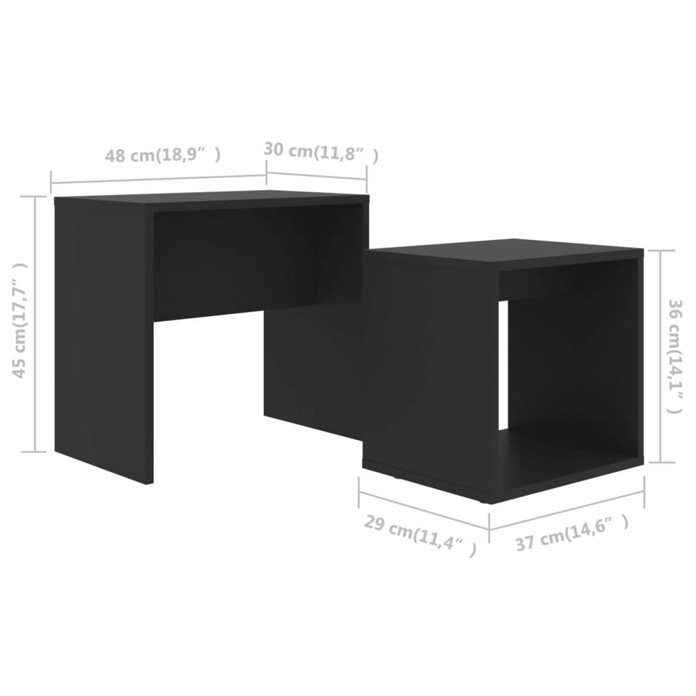 vidaXL Coffee Table Set Black 18.9"x11.8"x17.7" Chipboard, 802886. Picture 6