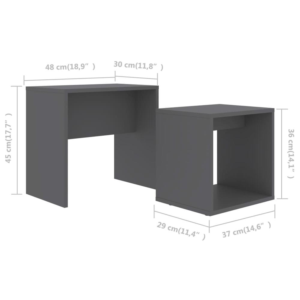 vidaXL Coffee Table Set Gray 18.9"x11.8"x17.7" Chipboard, 802887. Picture 6