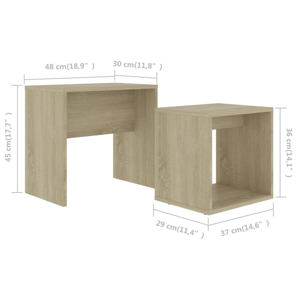 vidaXL Coffee Table Set Sonoma Oak 18.9"x11.8"x17.7" Chipboard, 802888. Picture 6