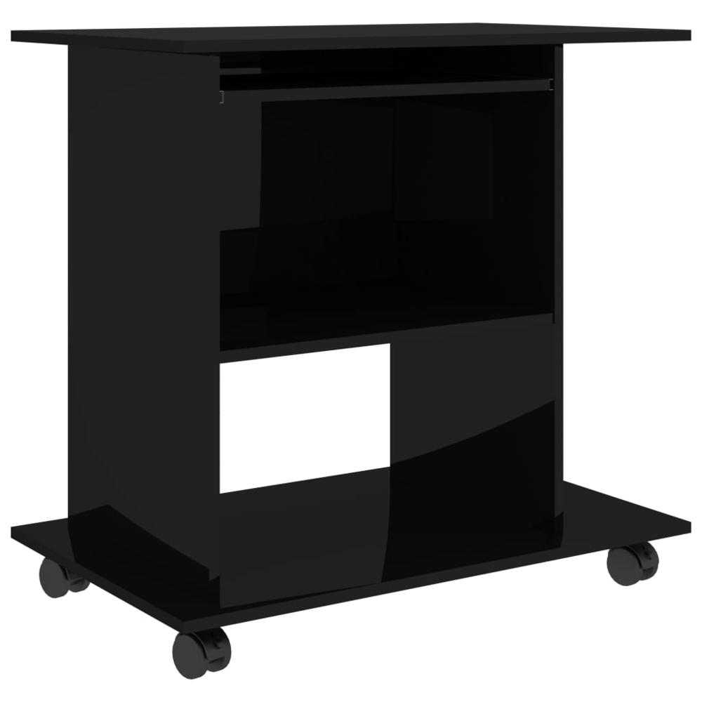 vidaXL Computer Desk High Gloss Black 31.5"x19.7"x29.5" Chipboard 2901. Picture 2