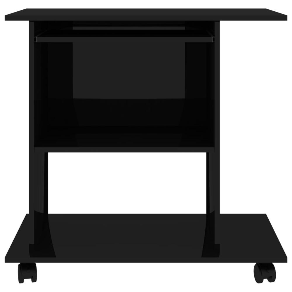 vidaXL Computer Desk High Gloss Black 31.5"x19.7"x29.5" Chipboard 2901. Picture 4