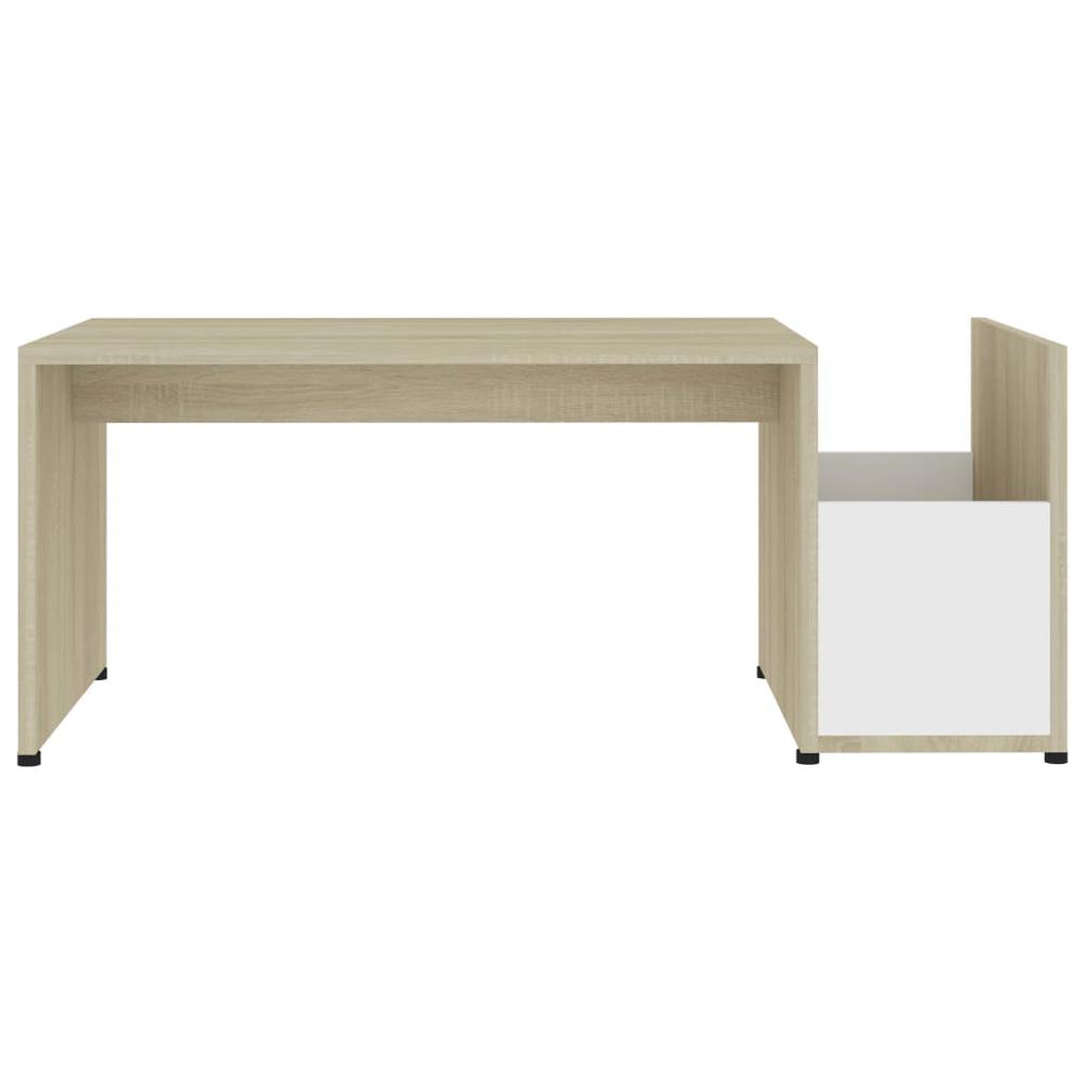 vidaXL Coffee Table White and Sonoma Oak 35.4"x17.7"x13.8" Chipboard, 802926. Picture 4