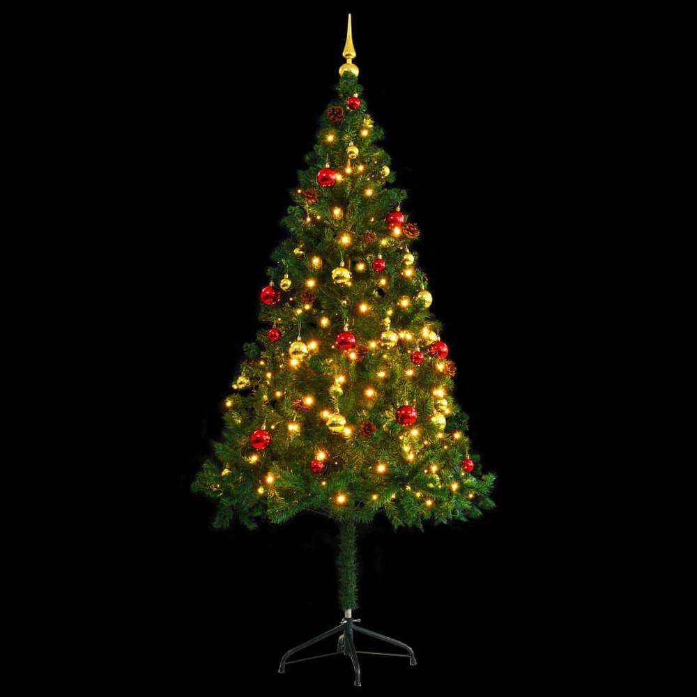 vidaXL Artificial Christmas Tree with Baubles and LEDs Green 70.9", 321500. Picture 2
