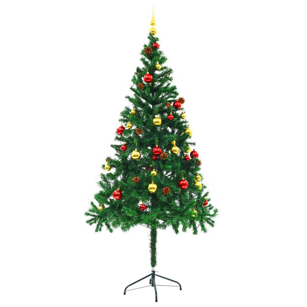 vidaXL Artificial Christmas Tree with Baubles and LEDs Green 70.9", 321500. Picture 5