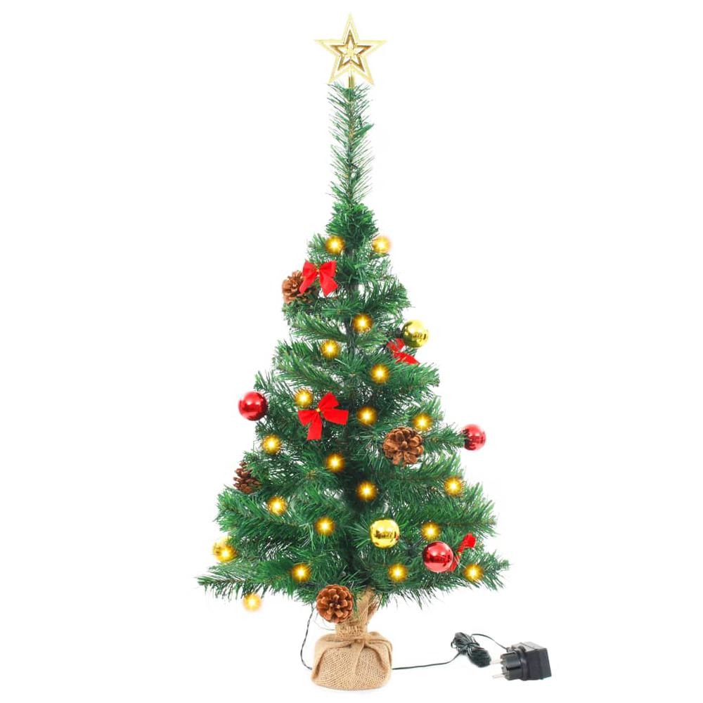 vidaXL Artificial Christmas Tree with Baubles and LEDs Green 25.2", 321505. Picture 4