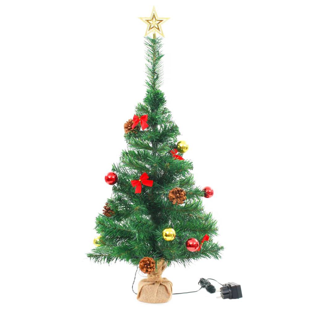 vidaXL Artificial Christmas Tree with Baubles and LEDs Green 25.2", 321505. Picture 5
