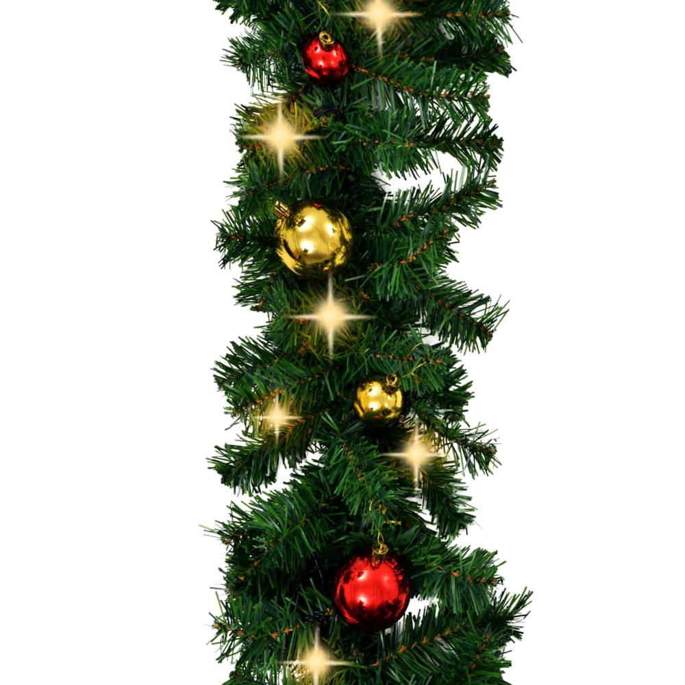 vidaXL Christmas Garland with Baubles and LED Lights Green 65.6' PVC, 321509. Picture 4