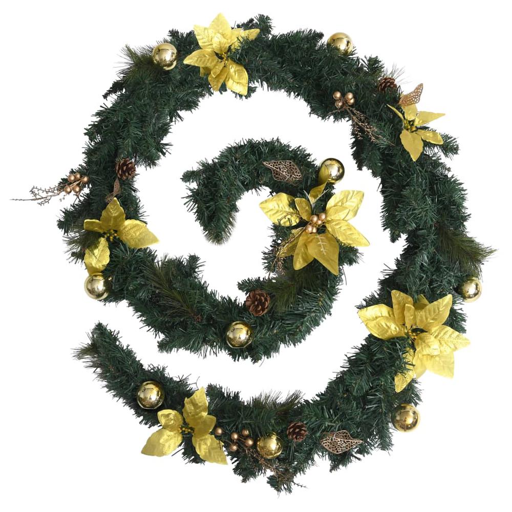 vidaXL Christmas Garland with LED Lights Green 8.9' PVC, 321511. Picture 4