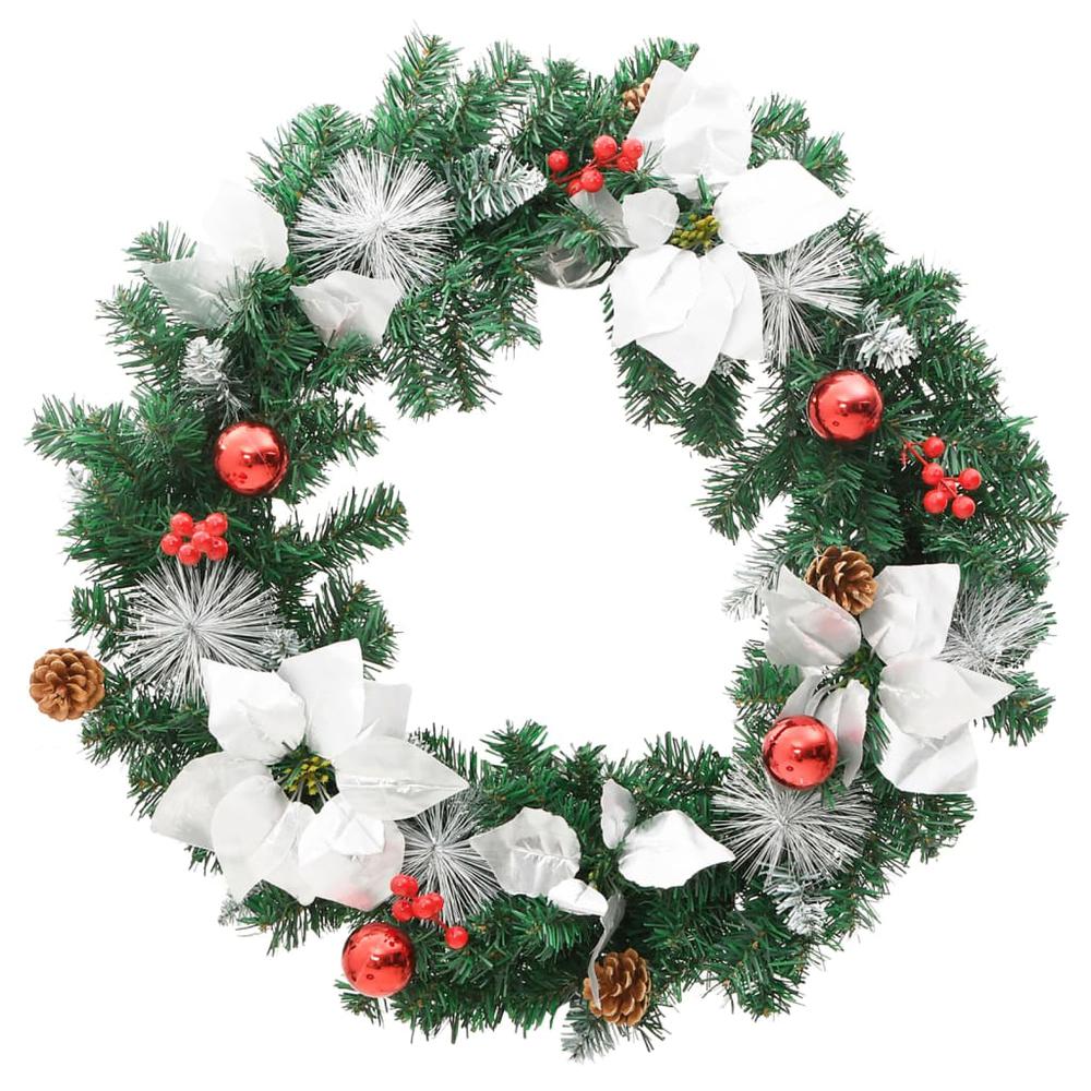 Christmas Wreath with LED Lights Green 23.6" PVC. Picture 2