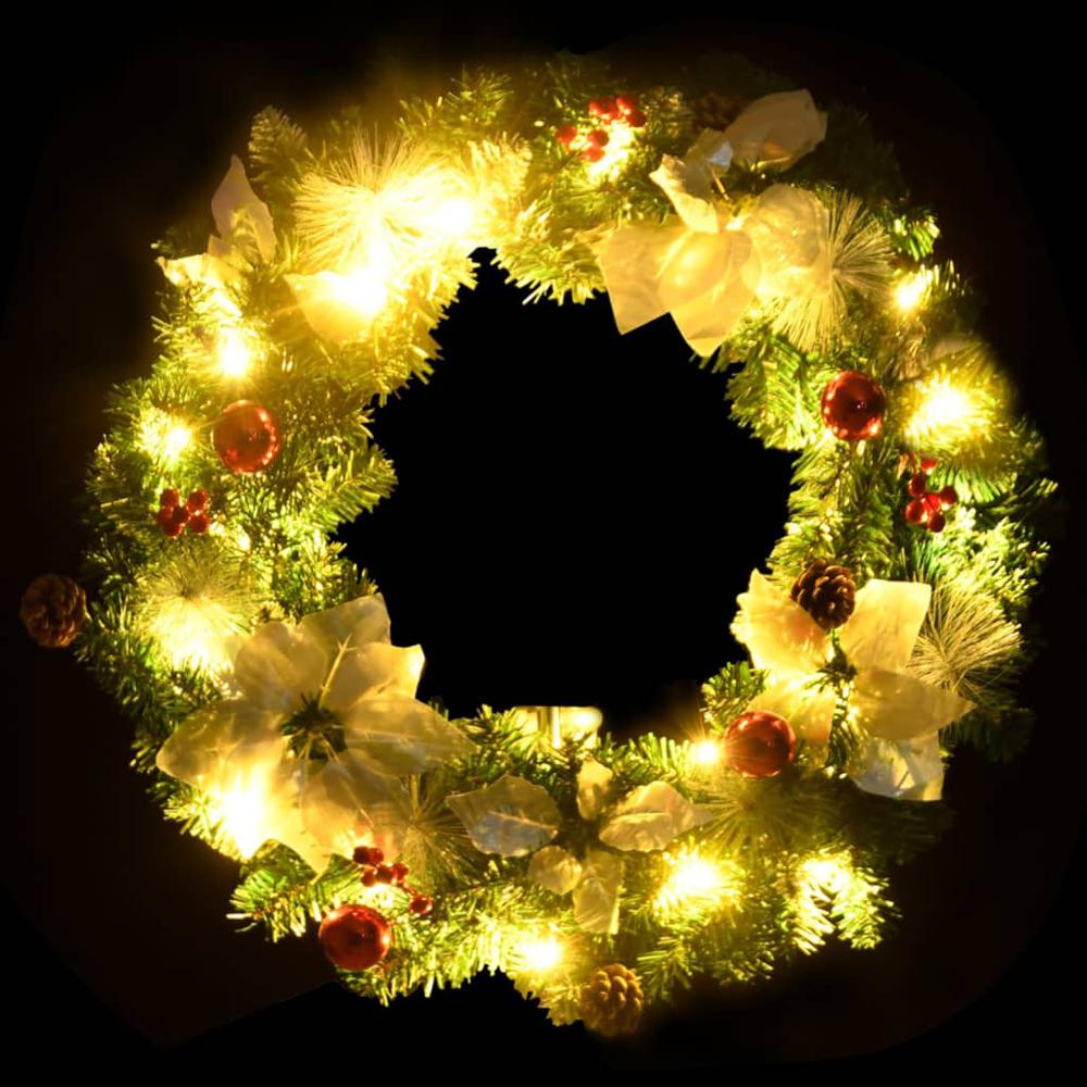Christmas Wreath with LED Lights Green 23.6" PVC. Picture 3