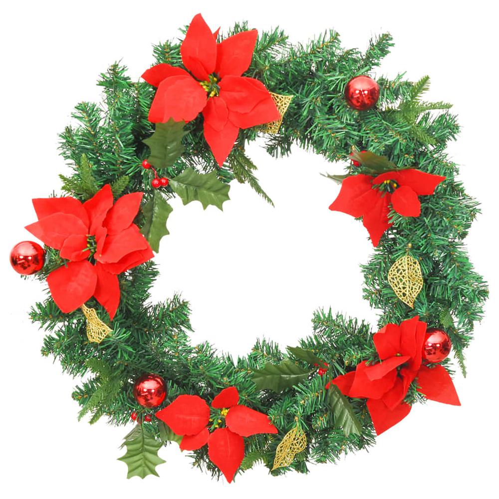 Christmas Wreath with LED Lights Green 23.6" PVC. Picture 2