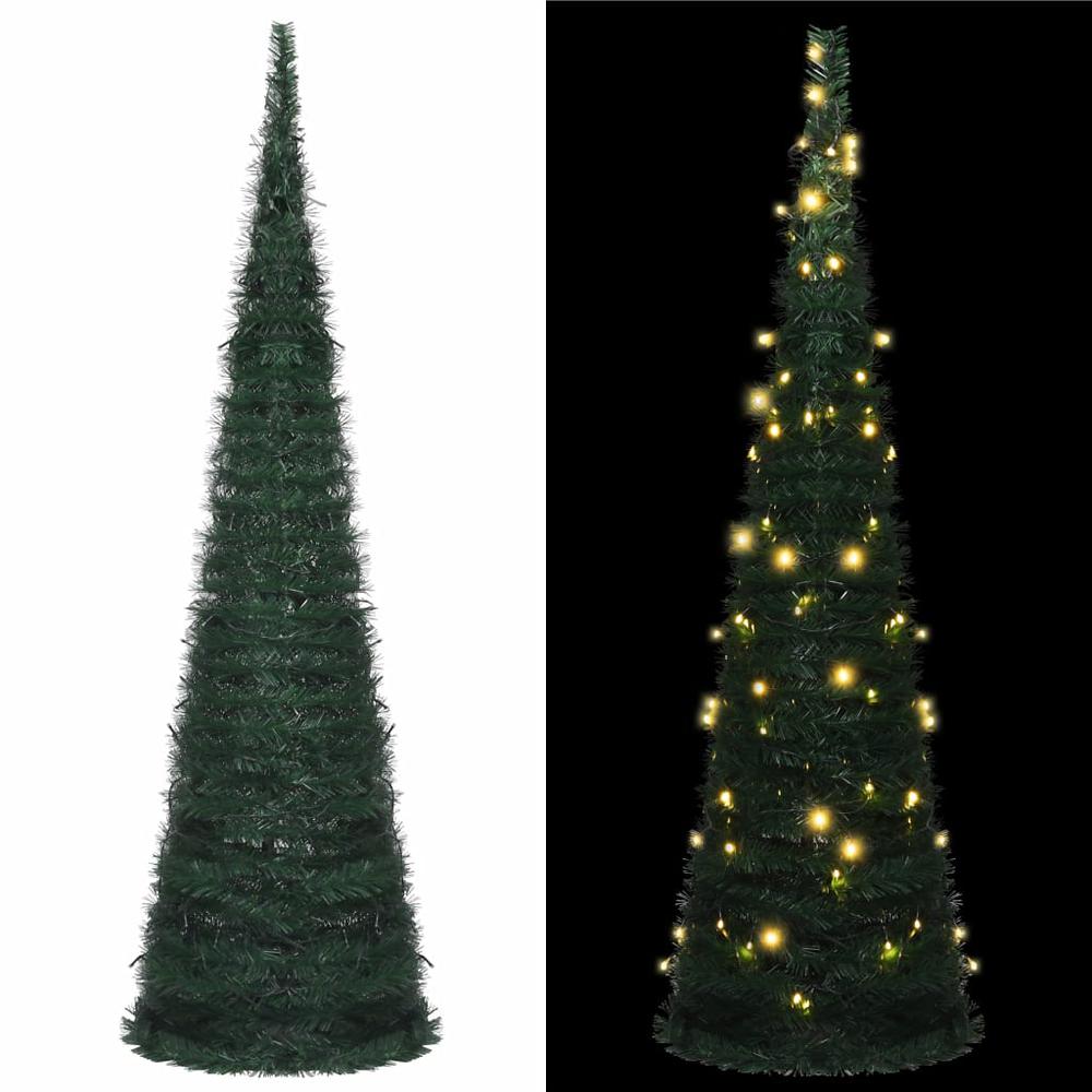 vidaXL Pop-up String Artificial Christmas Tree with LED Green 59.1", 321523. Picture 1