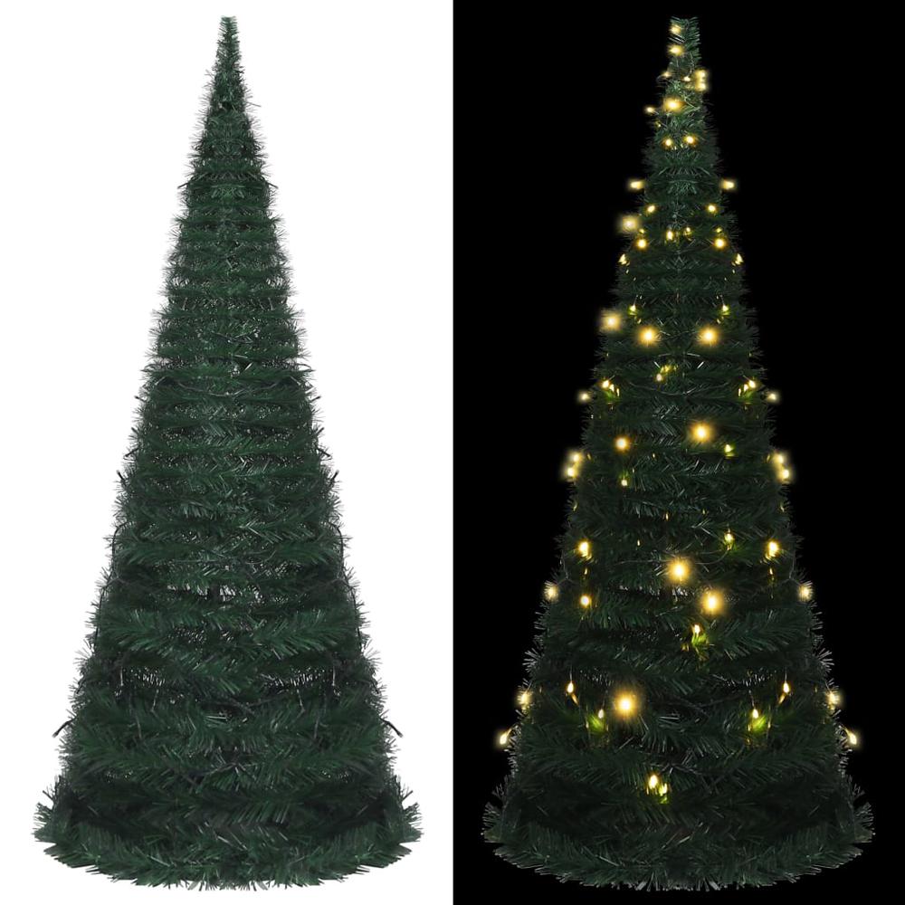 vidaXL Pop-up String Artificial Christmas Tree with LED Green 82.7", 321525. Picture 1