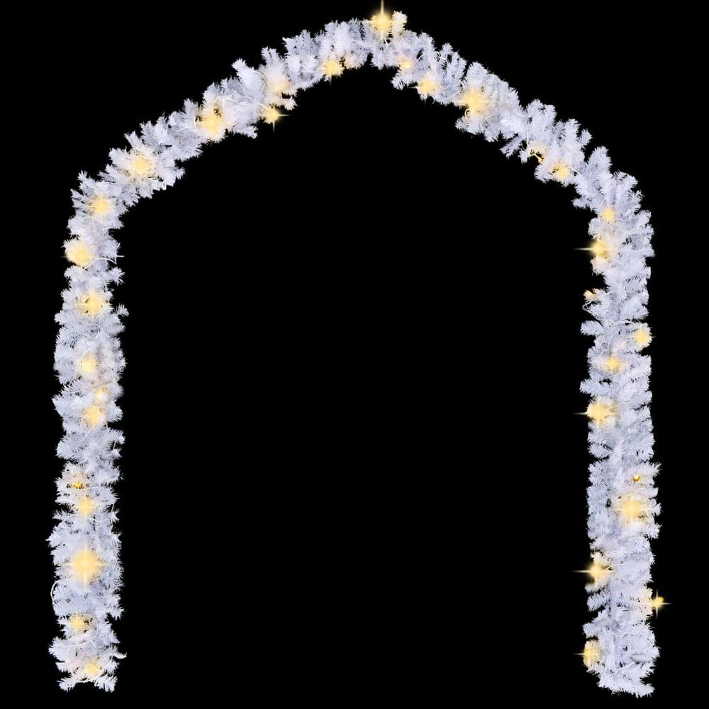 vidaXL Christmas Garland with LED Lights White 16.4' PVC, 321510. Picture 2