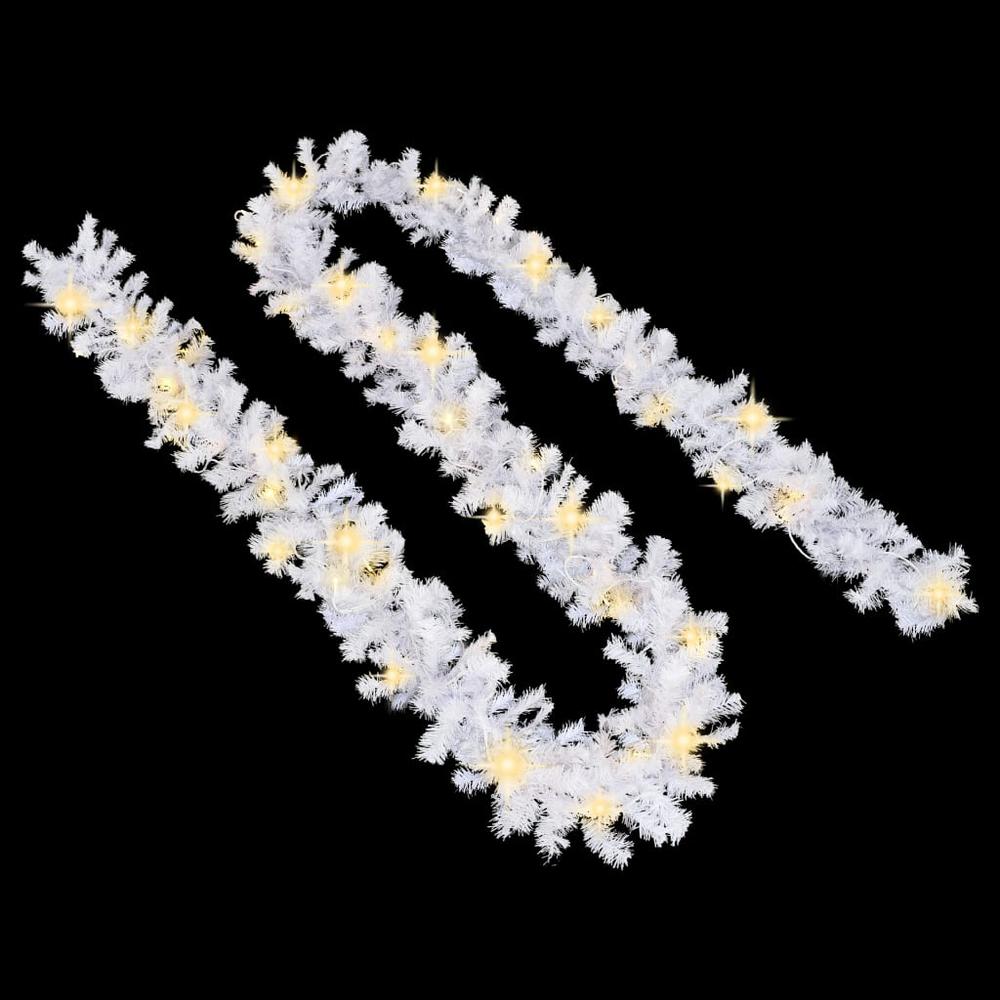 vidaXL Christmas Garland with LED Lights White 16.4' PVC, 321510. Picture 5