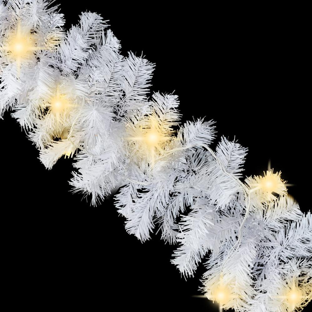 vidaXL Christmas Garland with LED Lights White 16.4' PVC, 321510. Picture 6