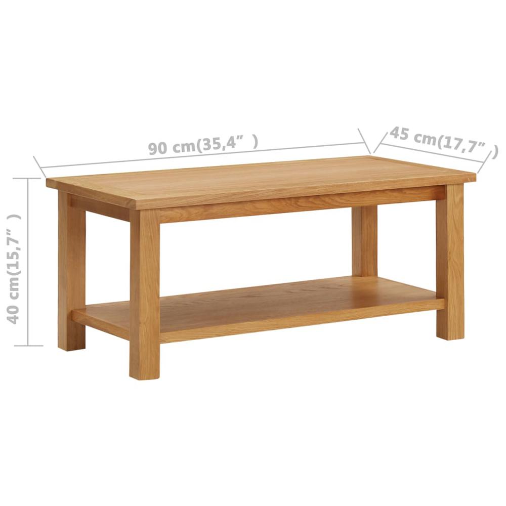 vidaXL Coffee Table 35.4"x17.7"x15.7" Solid Oak Wood, 289194. Picture 7