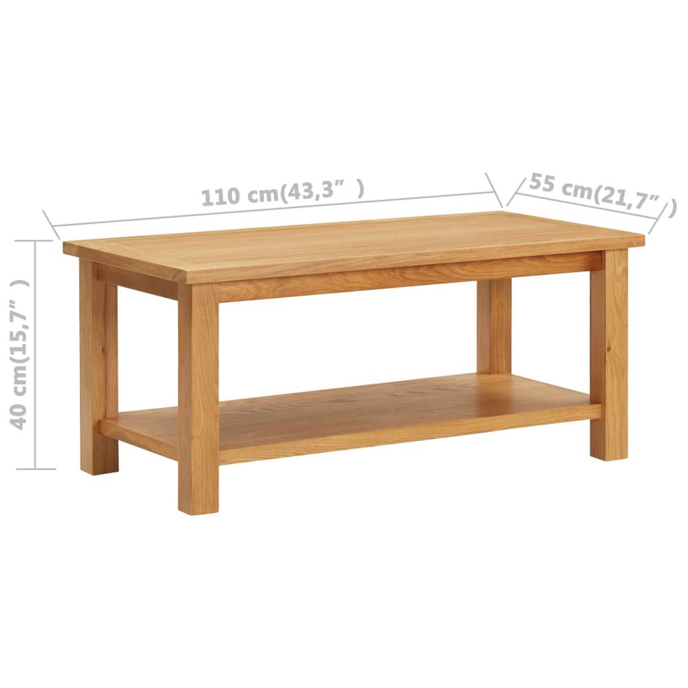 vidaXL Coffee Table 43.3"x21.7"x15.7" Solid Oak Wood, 289195. Picture 7