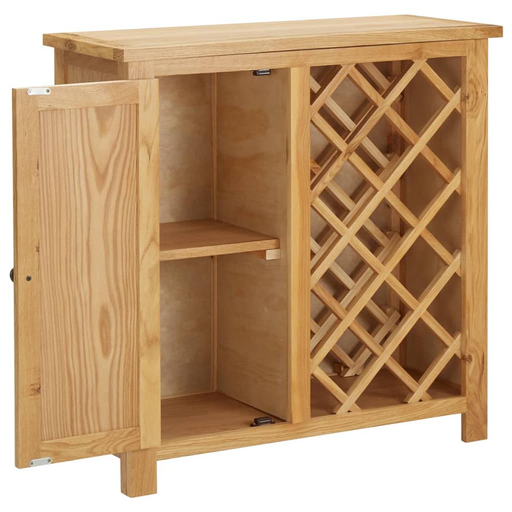 vidaXL Wine Cabinet for 11 Bottles 31.5"x12.6"x31.5" Solid Oak Wood, 289200. Picture 3