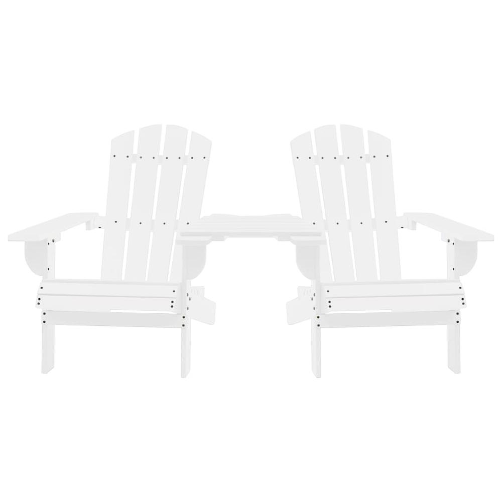 Patio Adirondack Chairs with Tea Table Solid Wood Fir White. Picture 1
