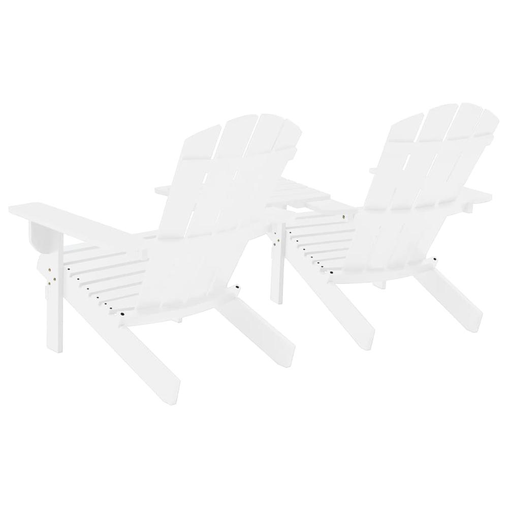 Patio Adirondack Chairs with Tea Table Solid Wood Fir White. Picture 3